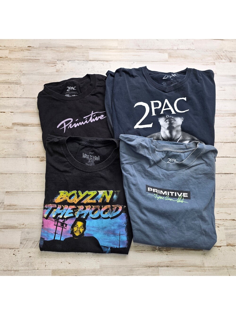 2PAC T-Shirt Lot 5 Adult XL Tupac Shakur Hip Hop Rap Graphic Tees Bundle